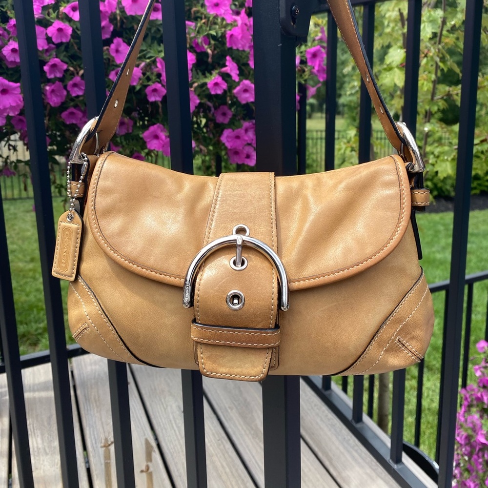 Coach Leather Soho Buckle Flap  9247 Camel Shoulder Purse